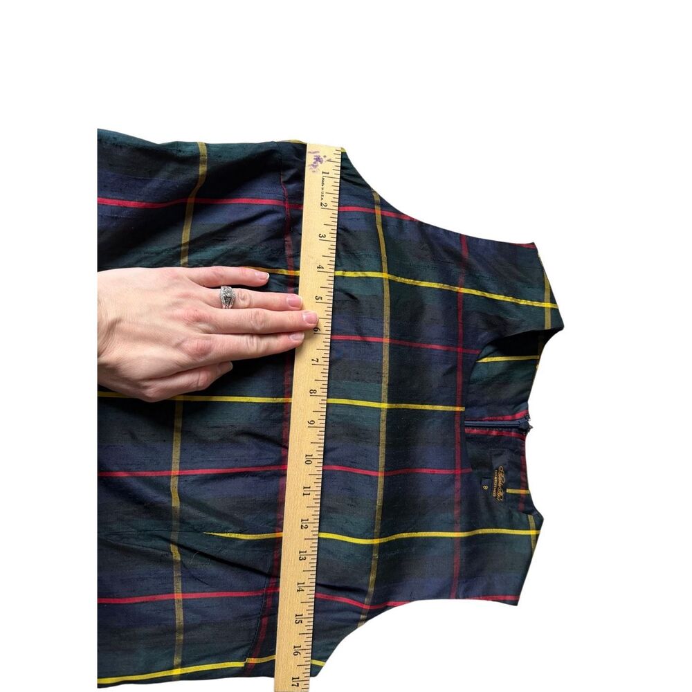 Brooks Brothers Dress Sheath Sleeveless Preppy Plaid Green Silk‎ 8 - Picture 6 of 8